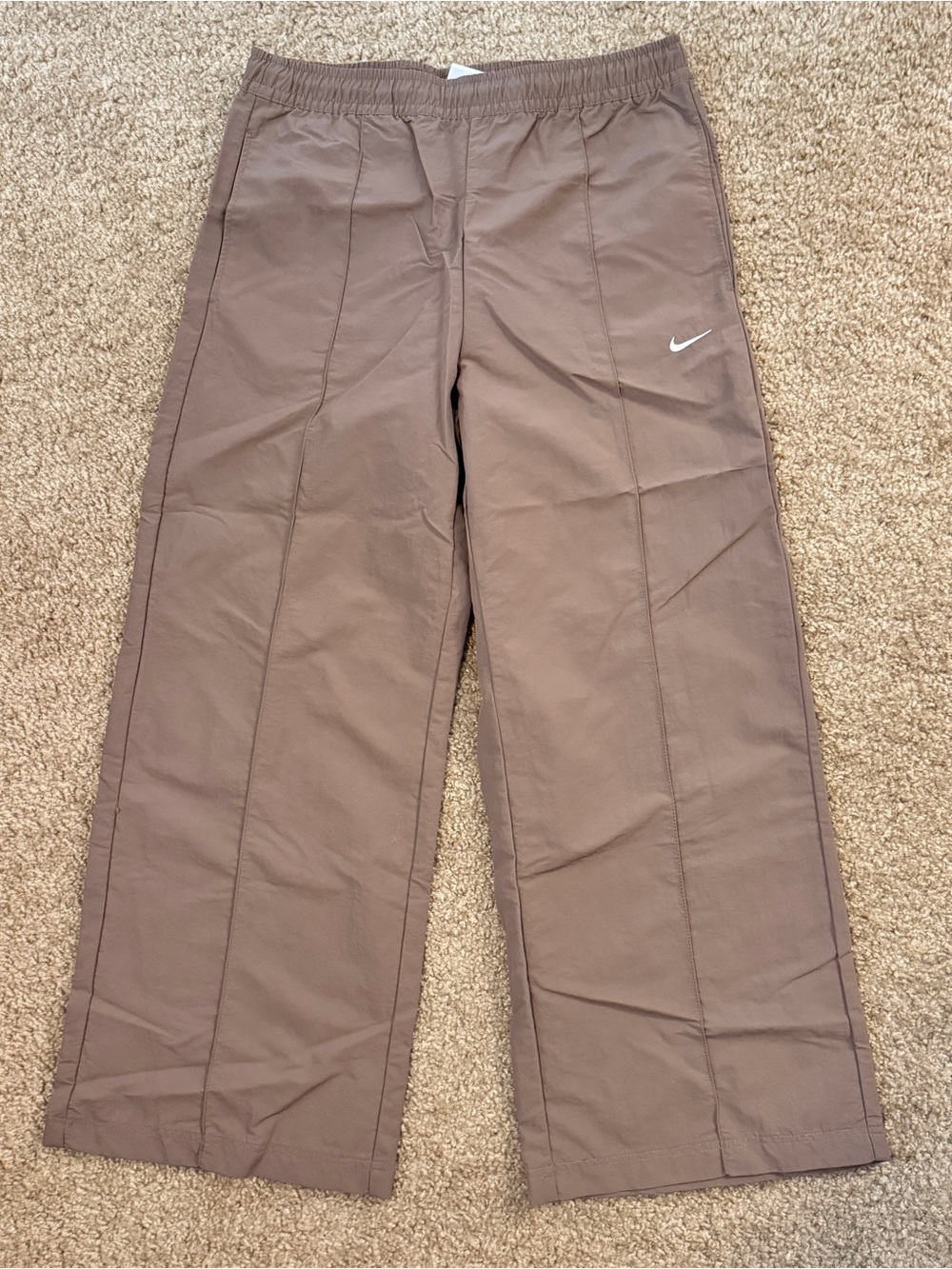Nike Taupe Elastic Waist Track Pants with Drawstring